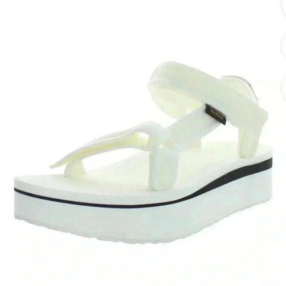 Teva Women's Flatform Universal Mesh Print Bright White - 9 - Picture 1 of 8